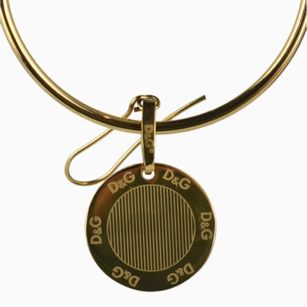 Dolce & Gabbana Gold Double Hoop Medallion Earrings - Picture 3 of 5